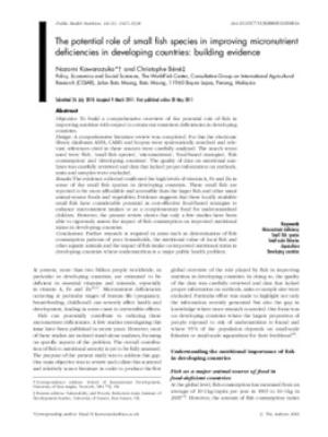 The potential role of small fish species in improving micronutrient deficiencies in developing countries: building evidence