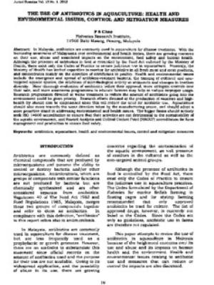 The use of antibiotics in aquaculture: health and environmental issues, control and mitigation measures