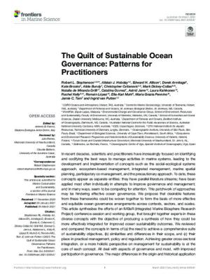 The Quilt of Sustainable Ocean Governance: Patterns for Practitioners