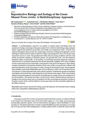 Reproductive biology and ecology of the green mussel Perna viridis: A multidisciplinary approach