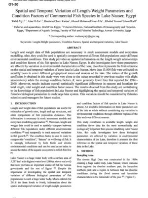 Spatial and Temporal Variation of Length-Weight Parameters and Condition Factors of Commercial Fish Species in Lake Nasser, Egypt