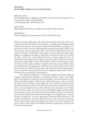 Human rights approaches to governing fisheries (Editorial)