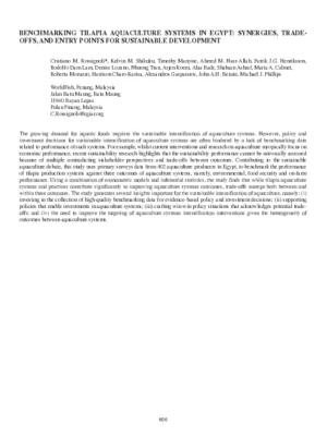 Benchmarking Tilapia Aquaculture Systems in Egypt: Synergies, Trade-offs, and Entry Points for Sustainable Development