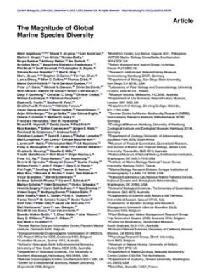 The magnitude of global marine species diversity
