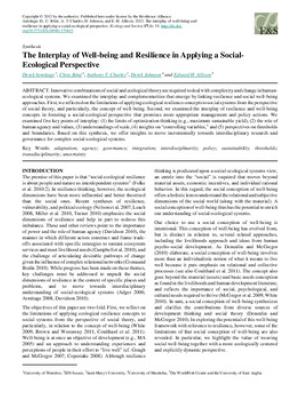 The interplay of well-being and resilience in applying a social-ecological perspective