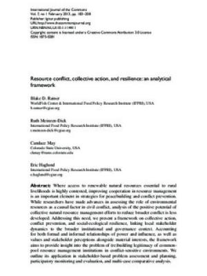 Resource conflict, collective action, and resilience: an analytical framework