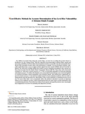 Cost-effective methods for accurate determination of sea level rise vulnerability: A Solomon Islands example