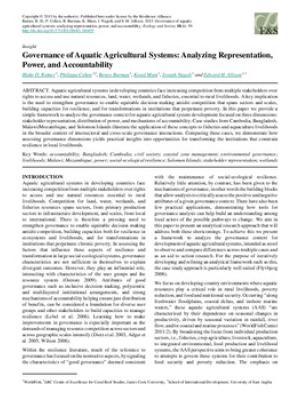 Governance of aquatic agricultural systems: Analyzing representation, power, and accountability