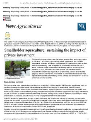 Smallholder aquaculture: sustaining the impact of private investment