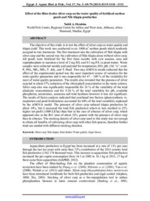 Effect of the filter-feeder silver carp on the water quality of fertilized earthen ponds and Nile tilapia production