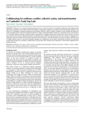 Collaborating for resilience: conflict, collective action, and transformation on Cambodia's Tonle Sap Lake