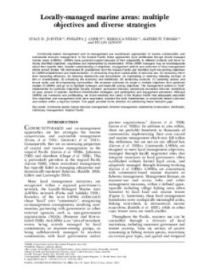Locally-managed marine areas: multiple objectives and diverse strategies