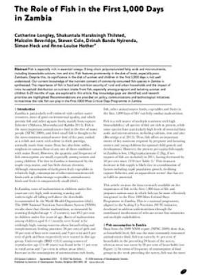 The Role of Fish in the First 1,000 Days in Zambia