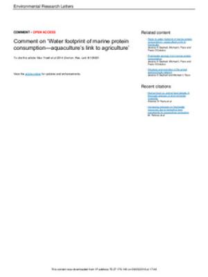 Comment on Water footprint of marine protein  consumption -- aquacultures link to agriculture