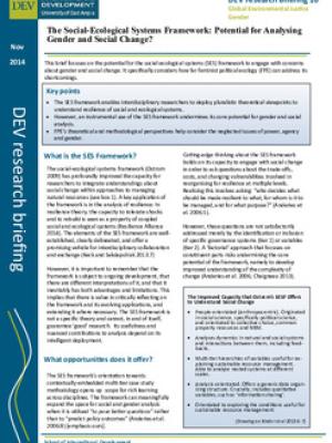 The Social-ecological systems framework: Potential for analysing gender and social change
