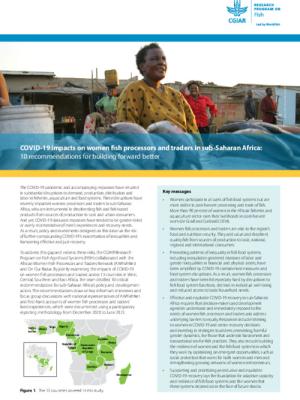 COVID-19 impacts on women fish processors and traders in sub-Saharan Africa: 10 recommendations for building forward better