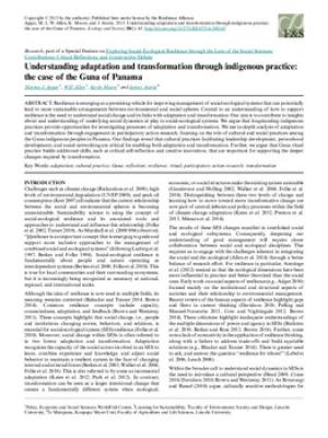Understanding adaptation and transformation through indigenous practice: the case of the Guna of Panama