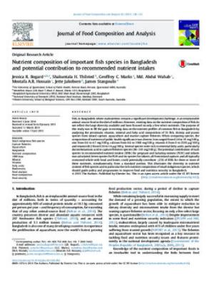 Nutrient composition of important fish species in Bangladesh and potential contribution to recommended nutrient intakes