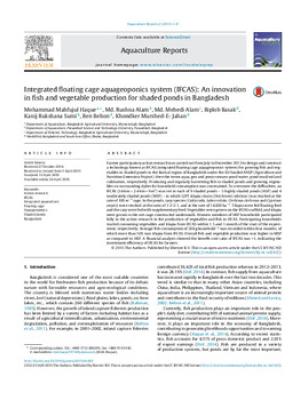Integrated floating cage aquageoponics system (IFCAS): An innovation in fish and vegetable production for shaded ponds in Bangladesh
