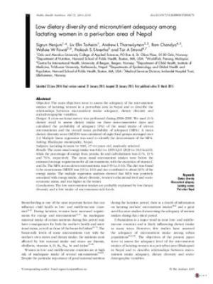 Low dietary diversity and micronutrient adequacy among lactating women in a peri-urban area of Nepal