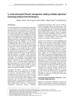 Is community-based fisheries management realising multiple objectives? Examining evidence from the literature