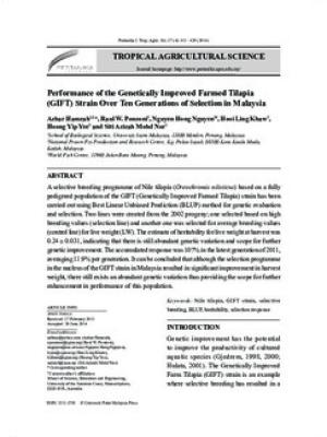 Performance of the Genetically Improved Farmed Tilapia (GIFT) strain over ten generations of selection in Malaysia