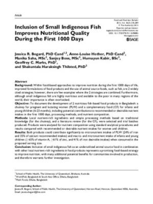 Inclusion of small indigenous fish improves nutritional quality during the first 1000 days