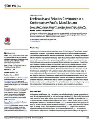 Livelihoods and fisheries governance in a contemporary Pacific Island setting