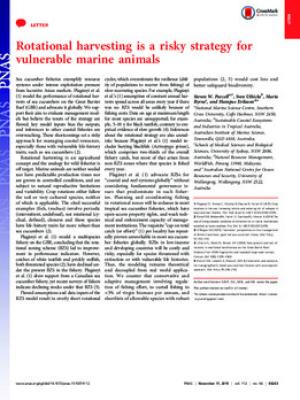 Rotational harvesting is a risky strategy for vulnerable marine animals