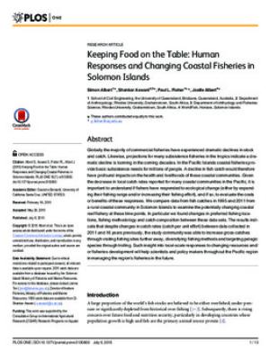 Keeping food on the table: Human responses and changing coastal fisheries in Solomon Islands