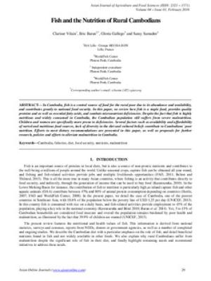 Fish and the nutrition of rural Cambodians