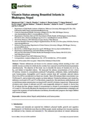 Vitamin status among breastfed Infants in Bhaktapur, Nepal