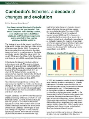 Cambodias fisheries: a decade of changes and evolution