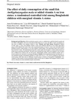 The effect of daily consumption of the small fish Amblypharyngodon mola or added vitamin A on iron status: a randomised controlled trial among Bangladeshi children with marginal vitamin A status