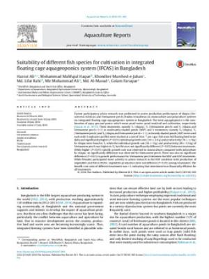 Suitability of different fish species for cultivation in integrated floating cage aquageoponics system (IFCAS) in Bangladesh