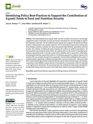 Identifying Policy Best-Practices to Support the Contribution of Aquatic Foods to Food and Nutrition Security