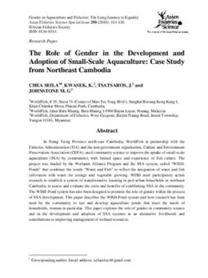 The Role of gender in the development and adoption of small-scale aquaculture: Case study from northeast Cambodia