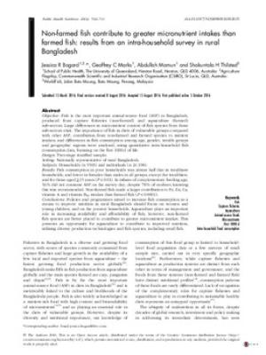 Non-farmed fish contribute to greater micronutrient intakes than farmed fish: results from an intra-household survey in rural Bangladesh