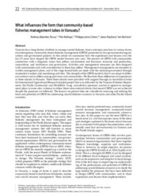 What influences the form that community-based fisheries management takes in Vanuatu