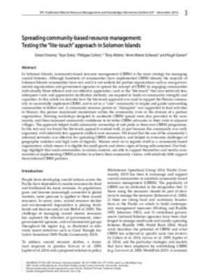 Spreading community-based resource management: Testing the "lite-touch" approach in Solomon Islands