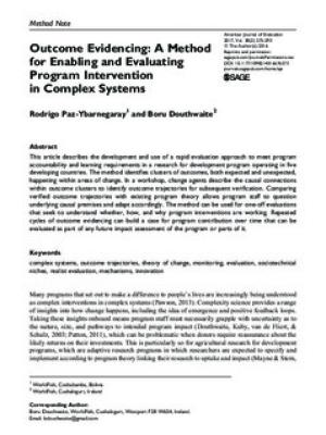 Outcome evidencing: A Method for enabling and evaluating Program intervention in complex systems