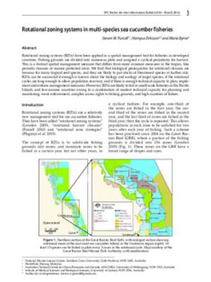 Rotational zoning systems in multi-species sea cucumber fisheries