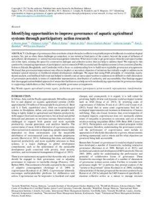 Identifying opportunities to improve governance of aquatic agricultural systems through participatory action research