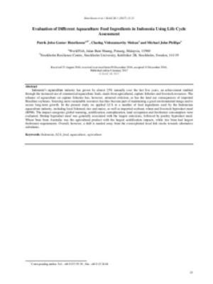 Evaluation of different aquaculture feed Ingredients in Indonesia using Life Cycle Assessment