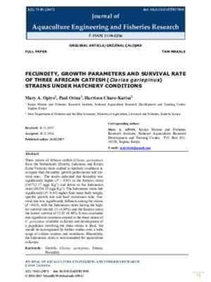 Fecundity, growth parameters and survival rate of three African catfish (Clarias gariepinus) strains under hatchery condition