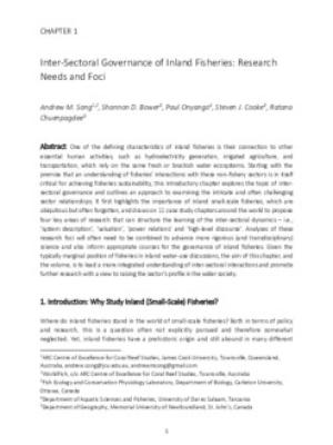 Inter-sectoral governance of inland fisheries: Research needs and foci