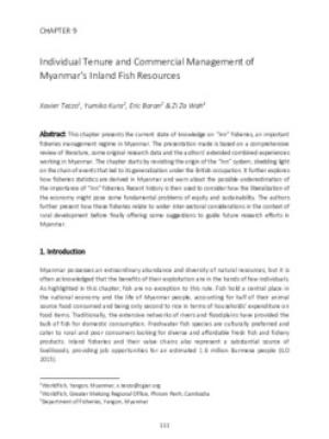 Individual tenure and commercial management of Myanmar's inland fish resources