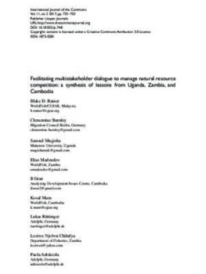 Facilitating multi-stakeholder dialogue to manage natural resource competition: A synthesis of lessons from Uganda, Zambia, and Cambodia