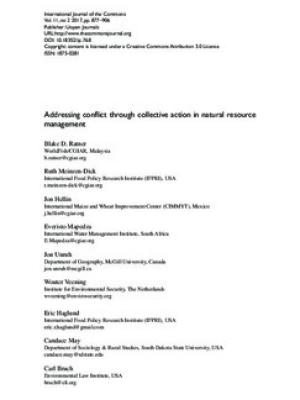 Addressing conflict through collective action in natural resource management