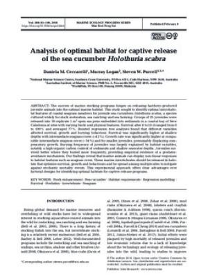 Analysis of optimal habitat for captive release of the sea cucumber Holothuria scabra